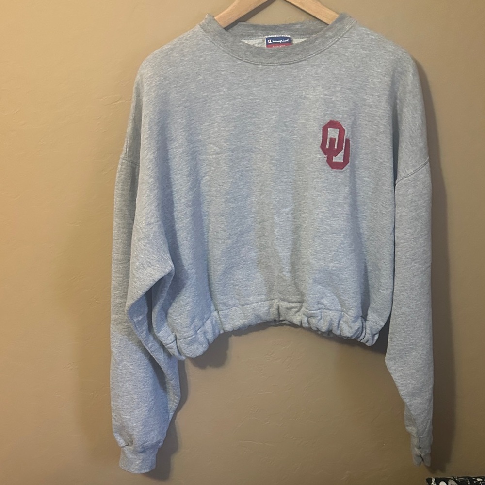 Champion Gray Women's Logo Cropped Hoodie